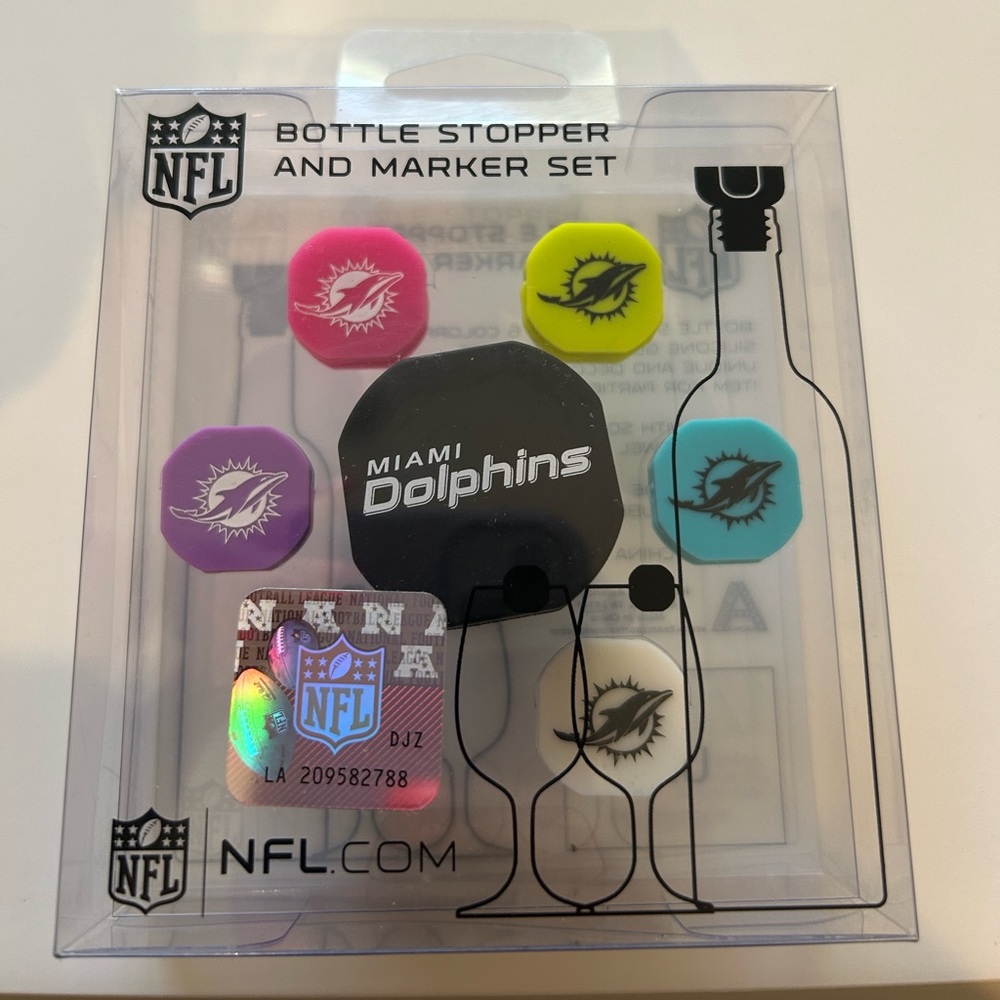 NFL Miami dolphins wine stopper and marker set